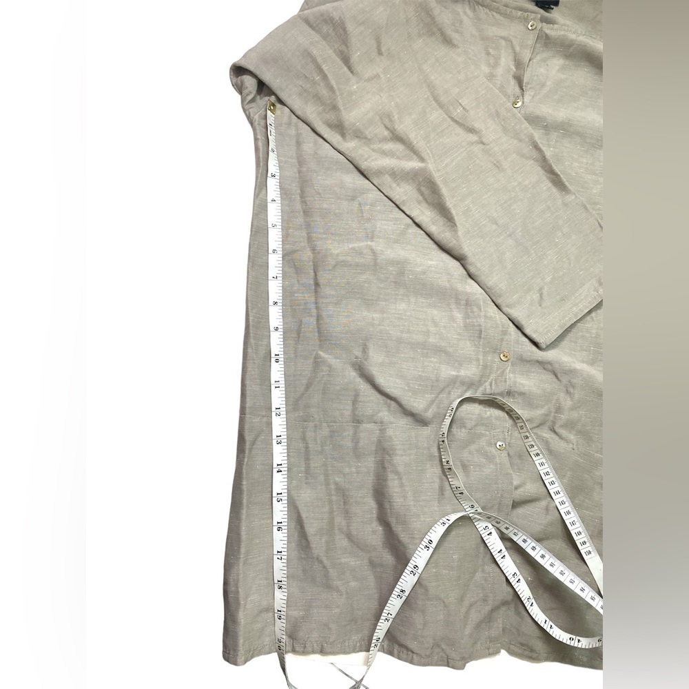 Eileen Fisher - Mandarin collar button down silk linen blouse - Picture 7 of 9